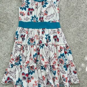 Tea Collection Floral Kids Dress in Blue and White